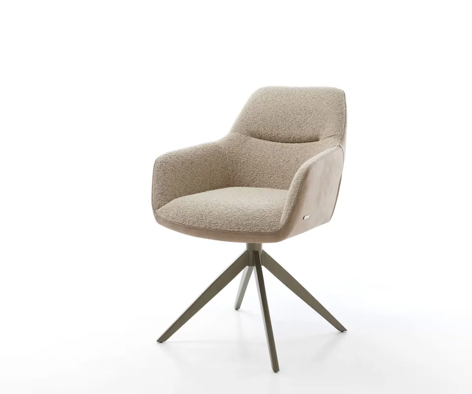 Drehstuhl Pejo-Flex Materialmix Schlamm Kreuzgestell breit Effektfinish Titan 360° drehbar Wippfunktion Taschenfederkern Mega-Angebot