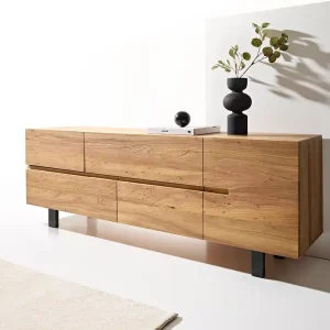 Sideboard Tiamar 180 cm Ulme Natur 1 Tür 4 Schubfächer Fuß Vierkant Metall Schwarz Meistverkauft