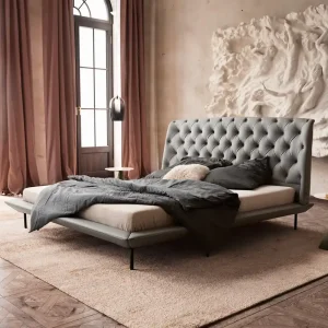 Sichere Zahlung Polsterbettgestell Rafinata 180x200 cm Kunstleder Hellgrau