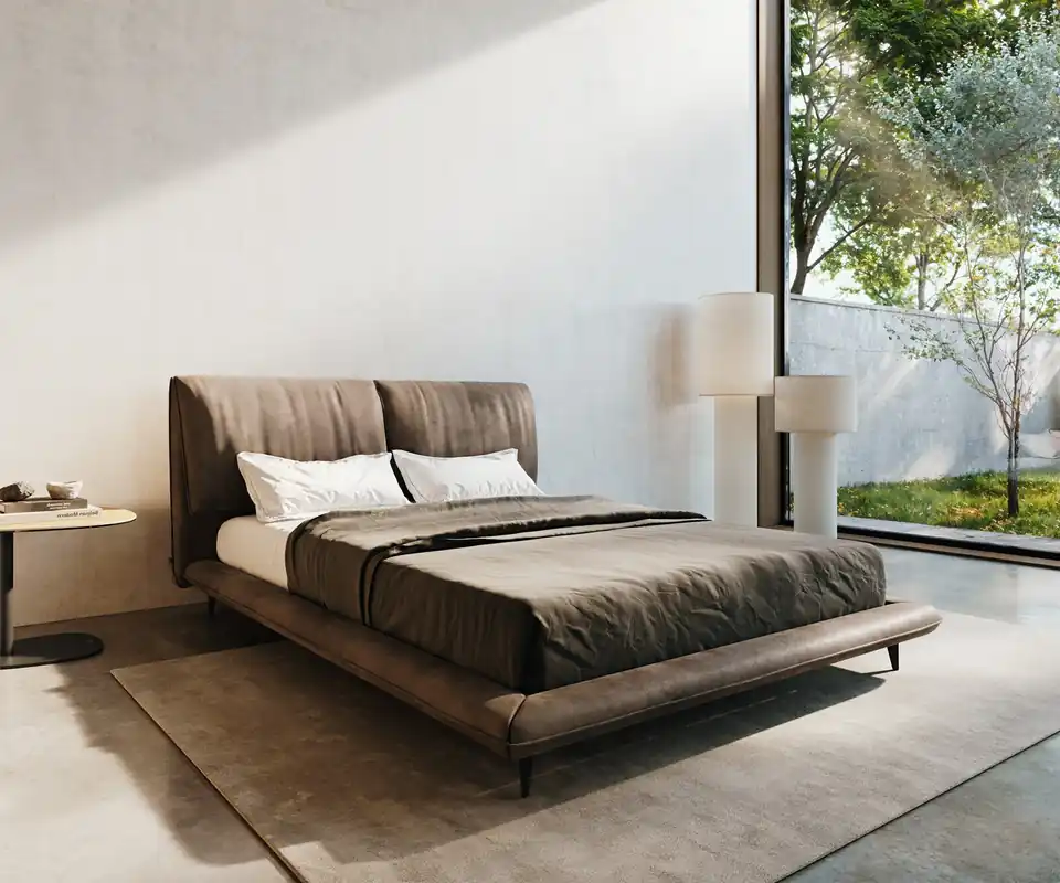 Expressversand Polsterbettgestell Cusino 140x200 cm Mikrofaser Taupe Vintage