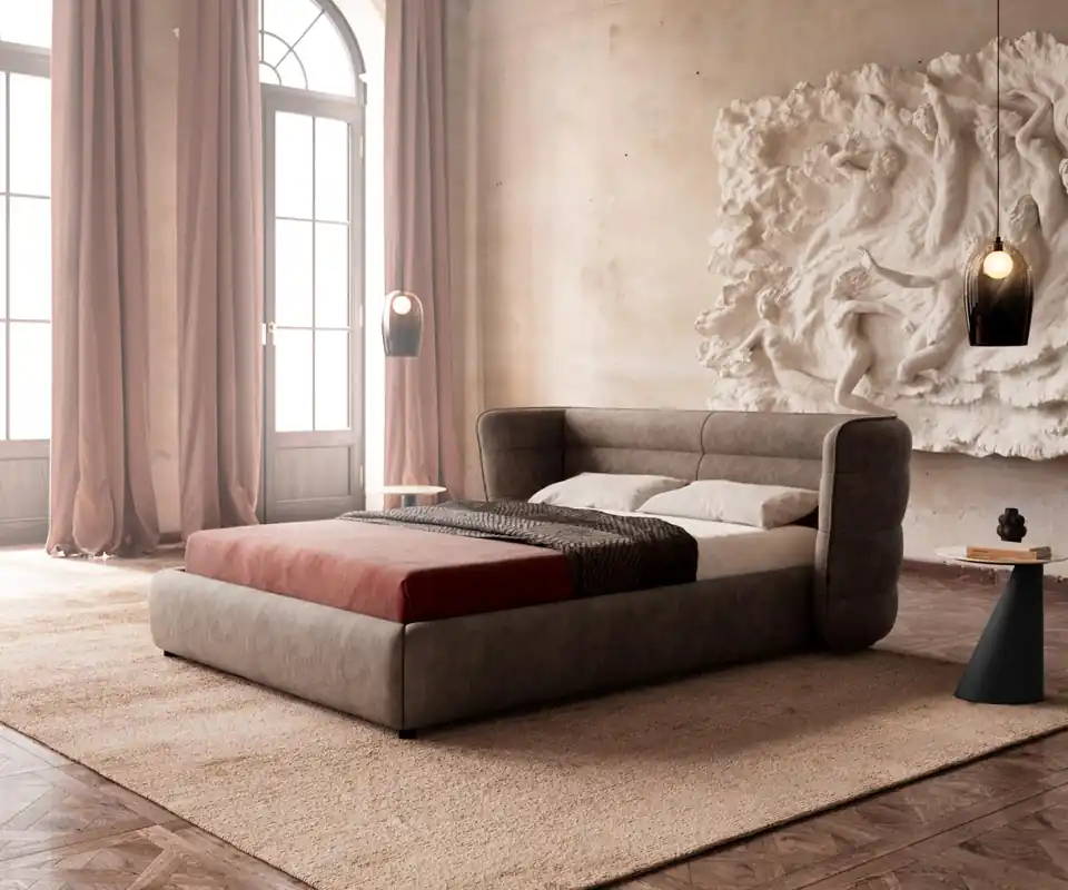 Top-Preis Polsterbettgestell Simea 140x200 cm Mikrofaser Taupe Vintage