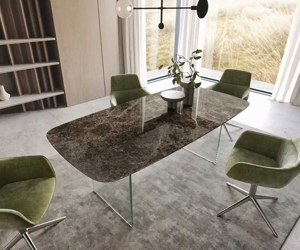 Esstisch Edge Boot 200x100 Keramik Emperador Extra Lucidato Dunkelbraun Gestell Glas Jetzt Kaufen