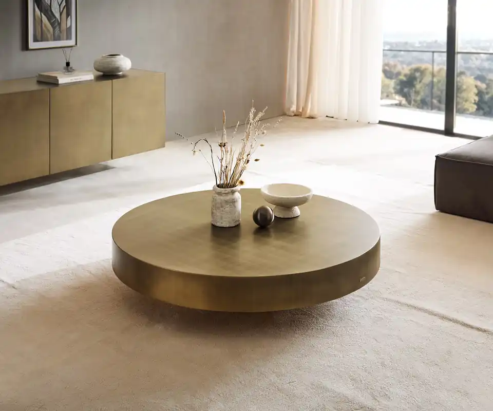 Garantierte Lieferung Couchtisch Ryo 120x30 cm Metallic Gold