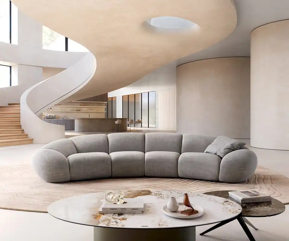 Neue Ware Big-Sofa Lunna 360x175 cm Strukturstoff Soft Grau 2 Kissen