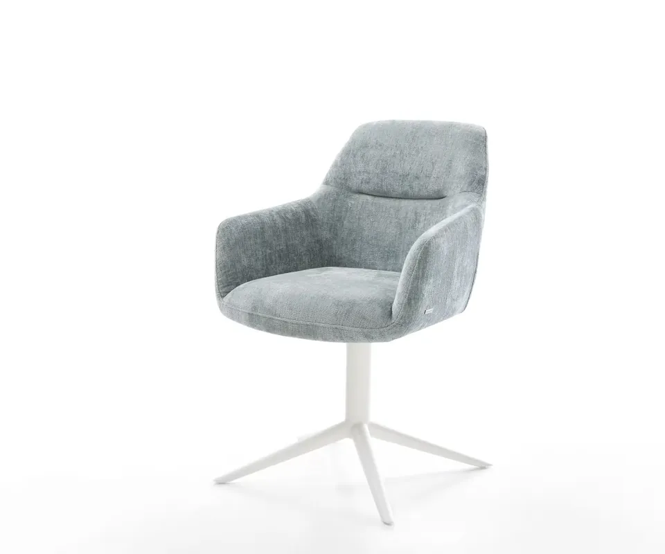Jetzt Kaufen Drehstuhl Pejo-Flex Chenille Pastellblau Fußkreuz Weiß 360° drehbar Wippfunktion Taschenfederkern