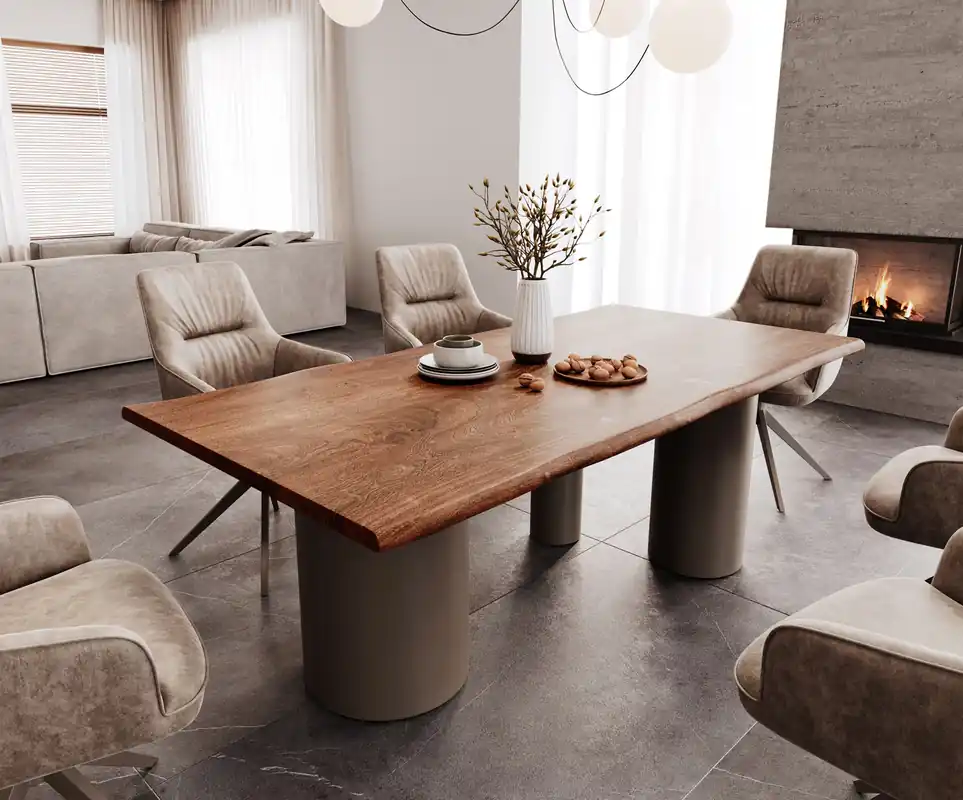 Esstisch Edge 200x100 Akazie Braun Troa Metall Effektfinish Titan Live- Kracherpreis