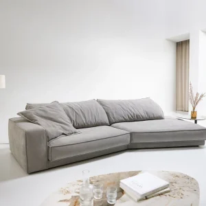 Neu Big-Sofa Snoosh 400x150 cm Strukturstoff Soft Grau Recamiere rechts