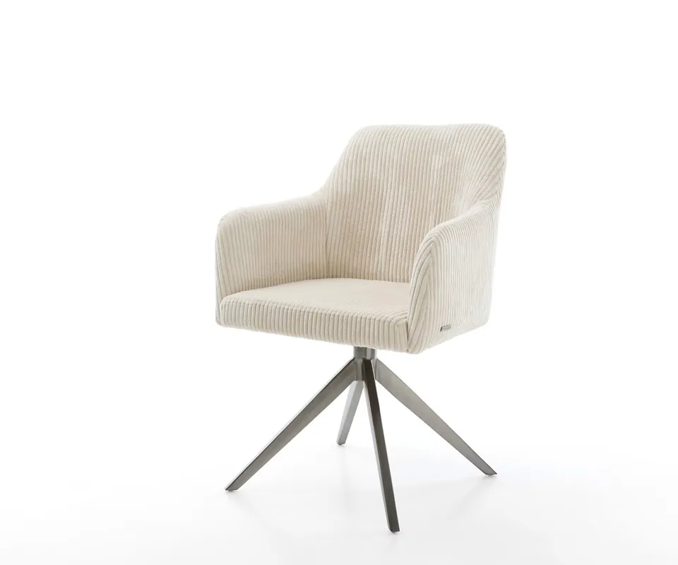 Drehstuhl Greg-Fex Cord Beige Kreuzgestell breit Graphit 360° drehbar Wippfunktion Taschenfederkern Finale Aktion