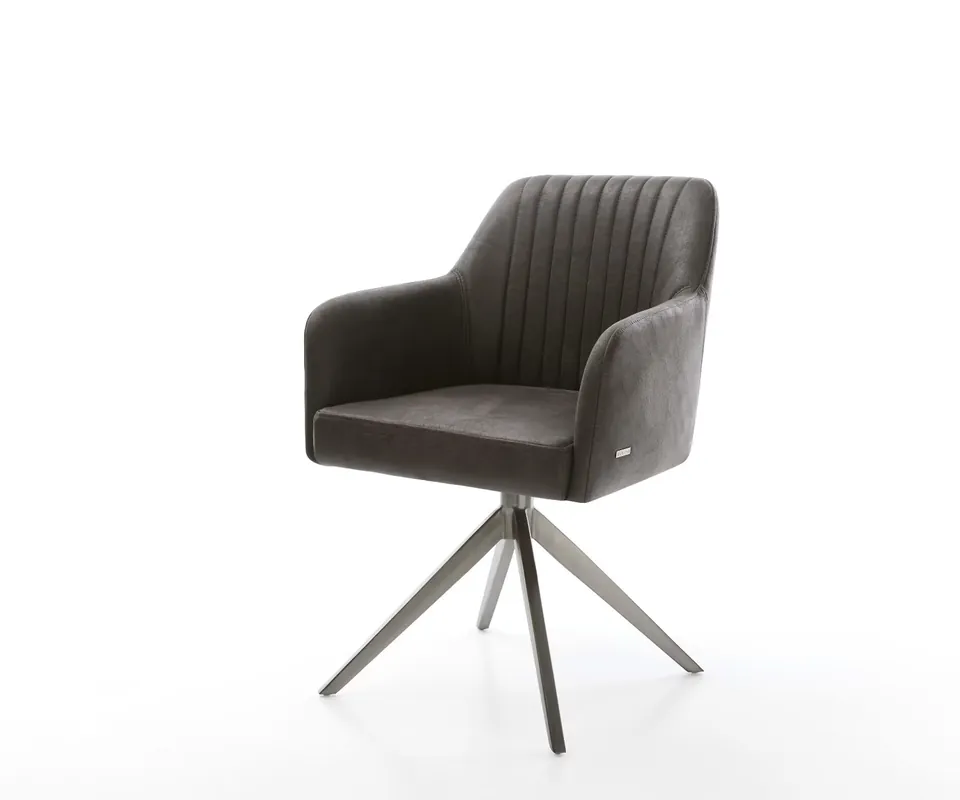 Sonderaktion Drehstuhl Greg-Fex Mikrofaser Anthrazit Vintage Kreuzgestell breit Graphit 360° drehbar Wippfunktion Taschenfederkern