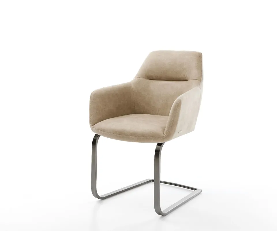 Freischwinger Pejo-Flex Mikrofaser Beige Vintage Freischwinger flach Graphit Taschenfederkern Meistverkauft