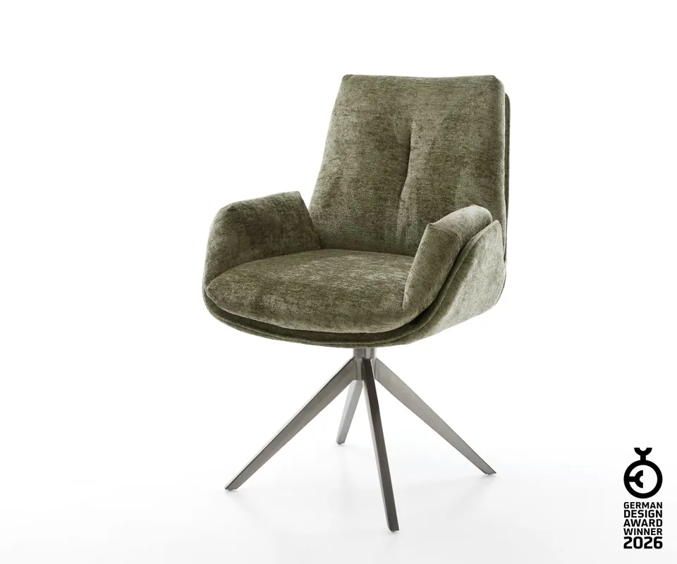 Drehstuhl Clea-Flex Chenille Olive Kreuzgestell breit Graphit 360° drehbar Wippfunktion Letzte Chance