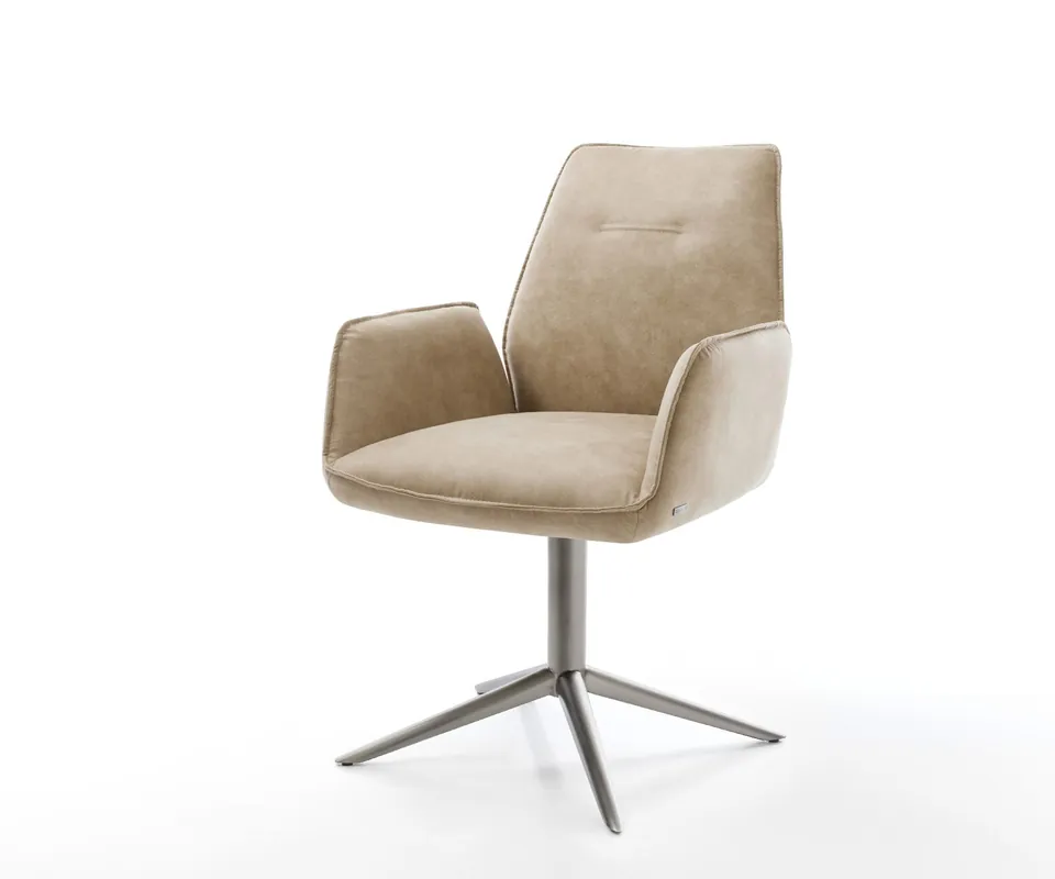Online Kaufen Drehstuhl Zoa-Flex Mikrofaser Beige Vintage Fußkreuz Graphit 360° drehbar Wippfunktion Taschenfederkern