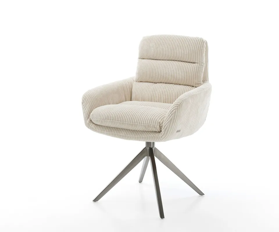 Aktuell Drehstuhl Abelia-Flex mit Armlehnen Cord Beige Kreuzgestell breit Graphit 360° drehbar Wippfunktion