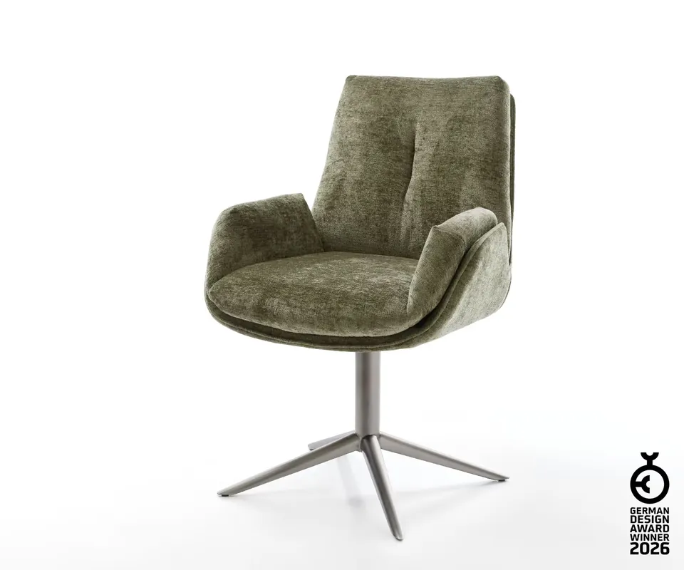 Bestseller Drehstuhl Clea-Flex Chenille Olive Fußkreuz Graphit 360° drehbar Wippfunktion