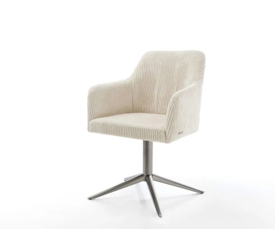 Drehstuhl Greg-Fex Cord Beige Fußkreuz Graphit 360° drehbar Wippfunktion Taschenfederkern Bestseller