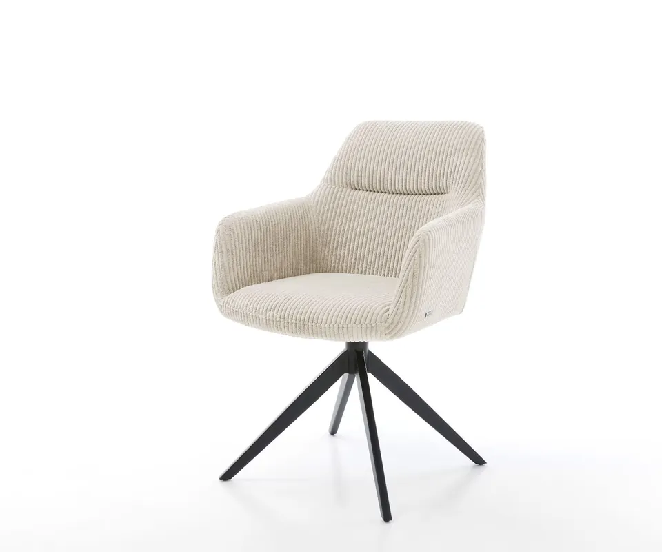 Sofort Bestellen Drehstuhl Pejo-Flex Cord Beige Kreuzgestell breit Schwarz 360° drehbar Wippfunktion Taschenfederkern