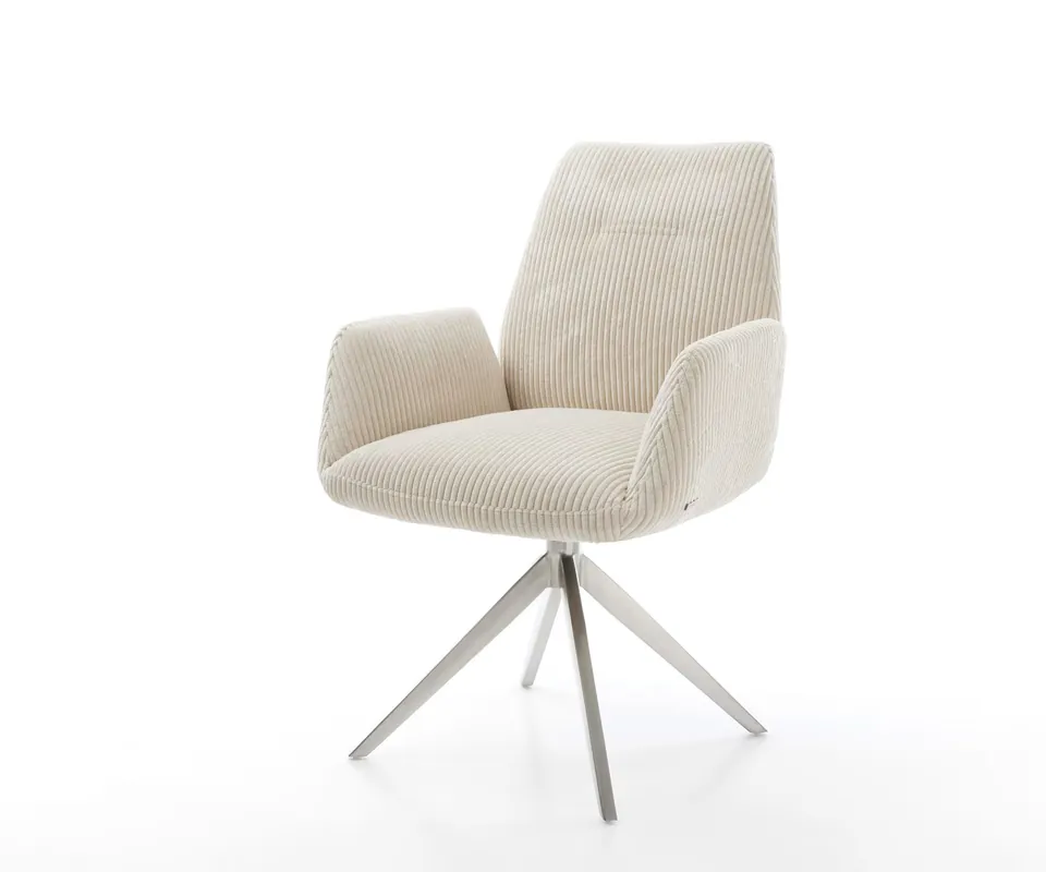 Ausverkauf Drehstuhl Zoa-Flex Cord Beige Kreuzgestell breit Edelstahl 360° drehbar Wippfunktion Taschenfederkern