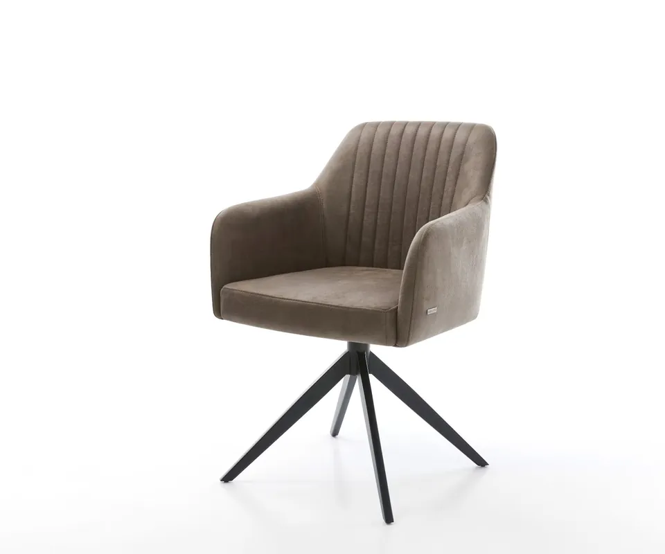 Geprüft Drehstuhl Greg-Flex Mikrofaser Taupe Vintage Kreuzgestell breit Schwarz 360° drehbar Wippfunktion Taschenfederkern