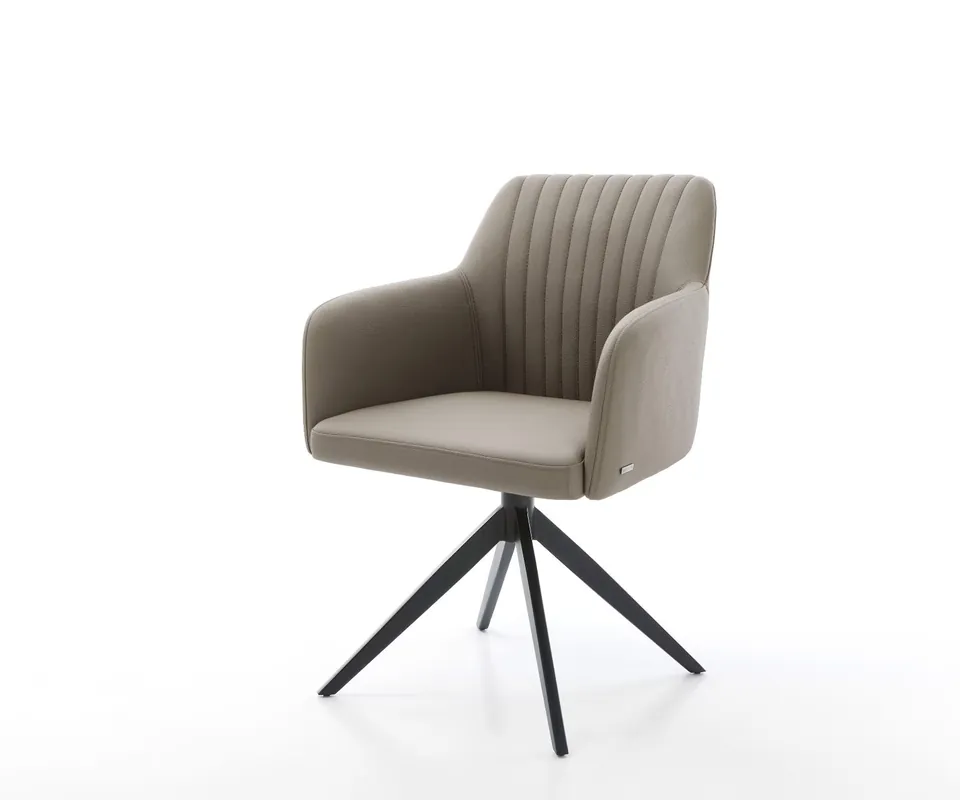 Drehstuhl Greg-Flex Echt-Leder Schlamm Kreuzgestell breit Schwarz 360° drehbar Wippfunktion Taschenfederkern Top-Seller