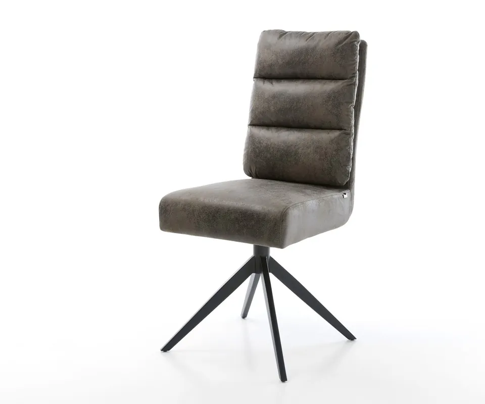 Drehstuhl Pela-Flex Mikrofaser Grau Antik Kreuzgestell breit Schwarz 360° drehbar Wippfunktion Taschenfederkern Neu