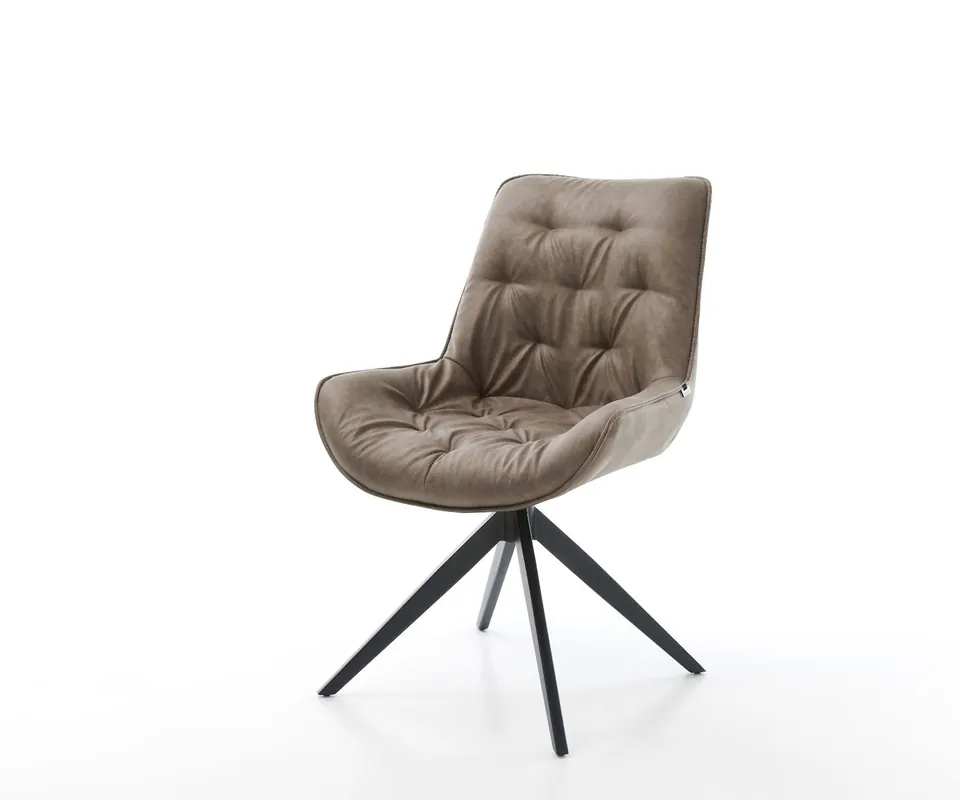 Garantierte Lieferung Drehstuhl Taimi-Flex Mikrofaser Taupe Vintage Kreuzgestell breit Schwarz 360° drehbar Wippfunktion