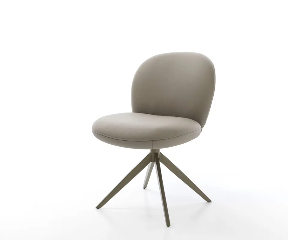 Drehstuhl Nube-Flex Echt-Leder Schlamm Kreuzgestell breit Effektfinish Titan 360° drehbar Wippfunktion Taschenfederkern Direkt Vom Hersteller