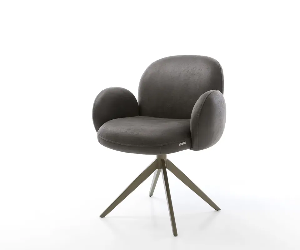 Drehstuhl Nube-Flex mit Armlehnen Mikrofaser Anthrazit Vintage Kreuzgestell breit Effektfinish Titan 360° drehbar Wippfunktion Taschenfederkern Jetzt Bestellen