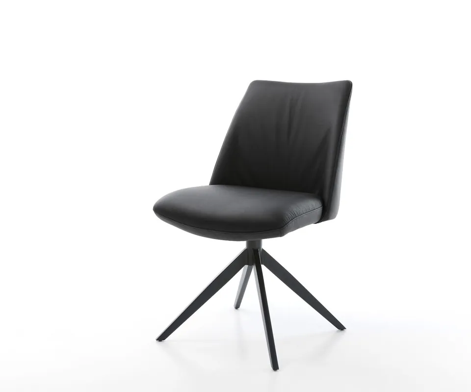 Neue Ware Drehstuhl Elso-Flex Echt-Leder Schwarz Kreuzgestell breit Schwarz 360° drehbar Wippfunktion Taschenfederkern
