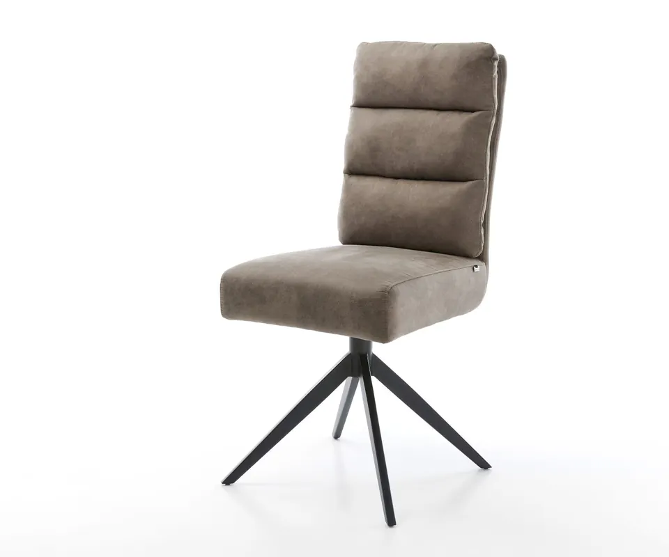 Sichere Zahlung Drehstuhl Pela-Flex Mikrofaser Taupe Vintage Kreuzgestell breit Schwarz 360° drehbar Wippfunktion Taschenfederkern
