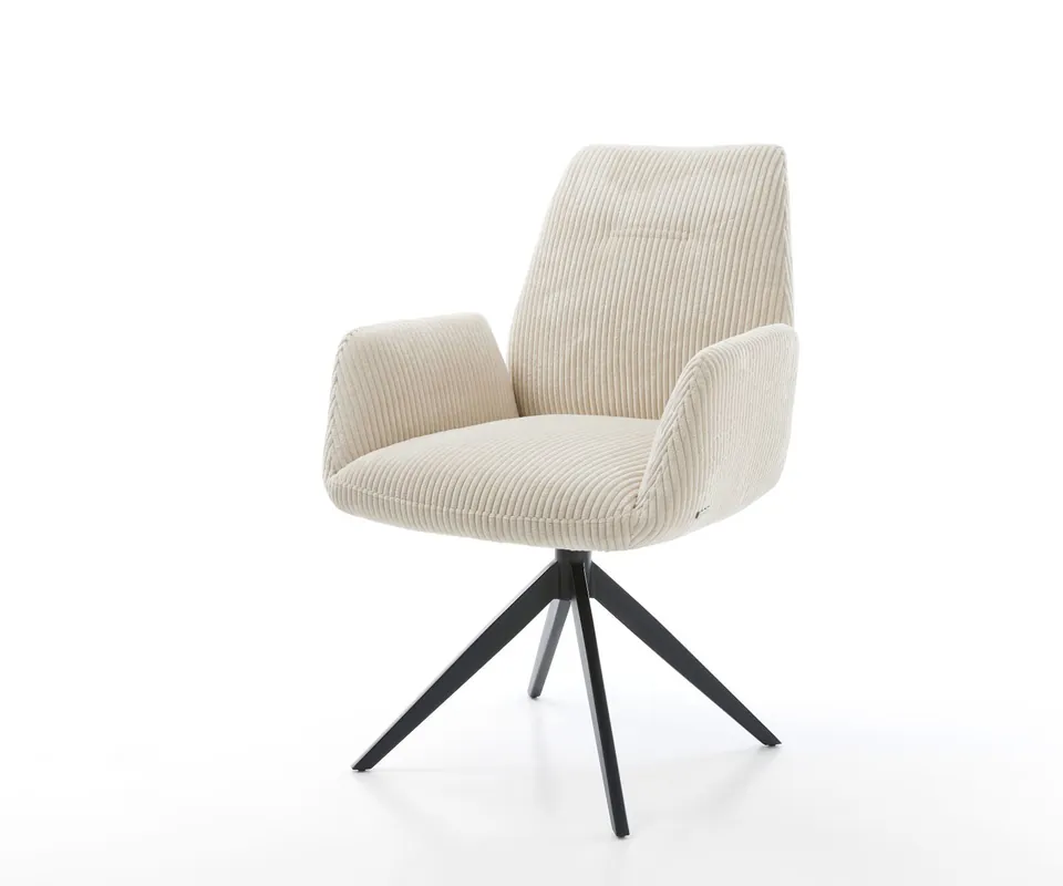 Drehstuhl Zoa-Flex Cord Beige Kreuzgestell breit Schwarz 360° drehbar Wippfunktion Taschenfederkern Jetzt Kaufen