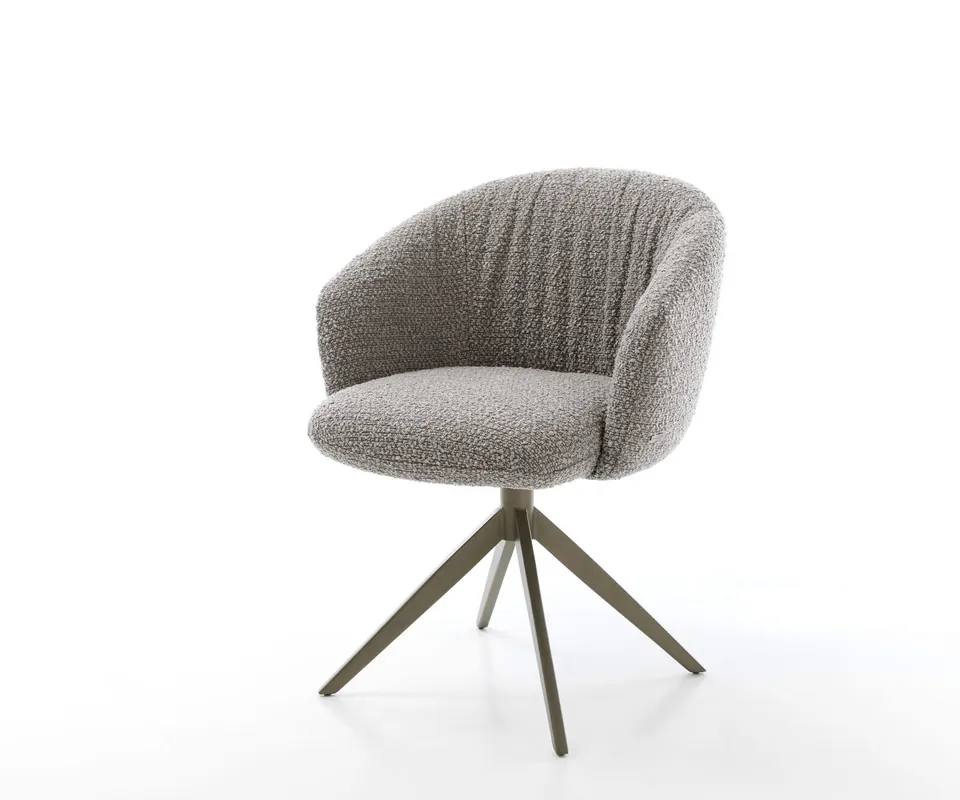 Schneller Versand Drehstuhl Caja-Flex mit Armlehnen Bouclé Silbergrau Kreuzgestell breit Effektfinish Titan 360° drehbar Wippfunktion Taschenfederkern