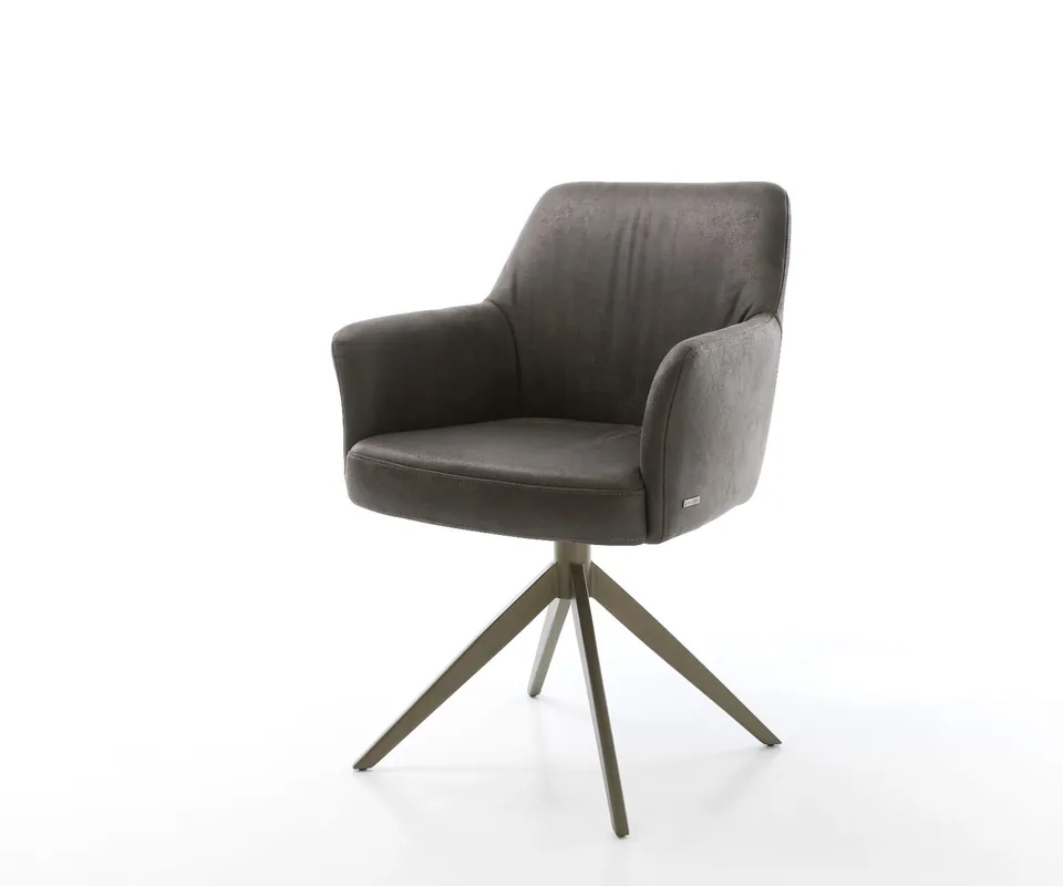 Mega-Angebot Drehstuhl Xana-Flex mit Armlehnen Mikrofaser Anthrazit Vintage Kreuzgestell breit Effektfinish Titan 360° drehbar Wippfunktion Taschenfederkern