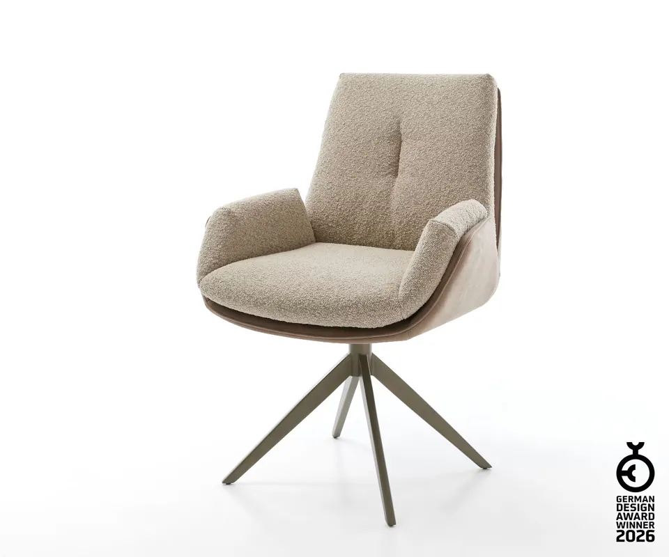 Drehstuhl Clea-Flex Materialmix Schlamm Kreuzgestell breit Effektfinish Titan 360° drehbar Wippfunktion Preisreduziert