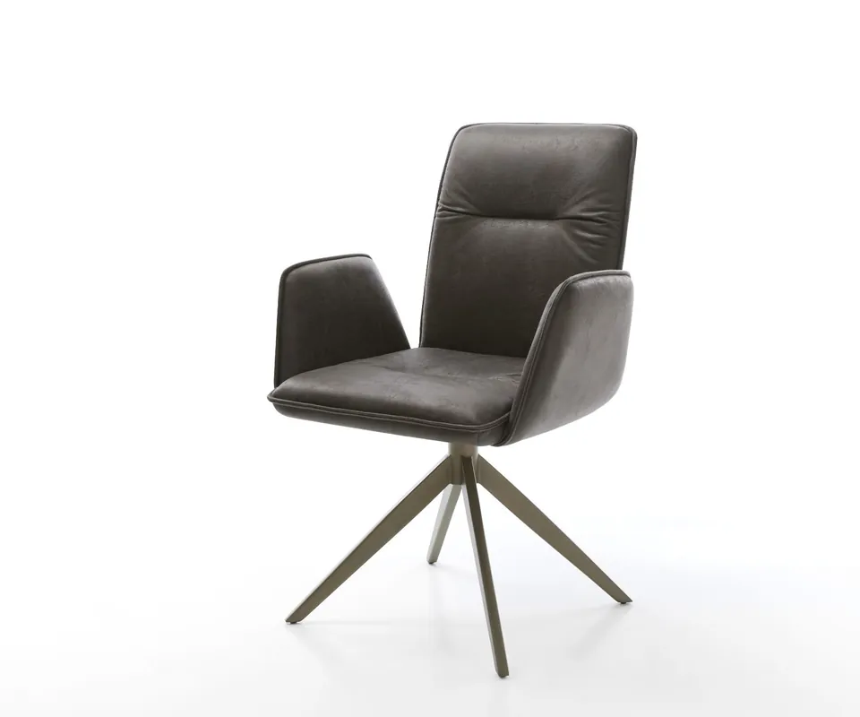 Saisonangebot Drehstuhl Vinja-Flex Mikrofaser Anthrazit Vintage Kreuzgestell breit Effektfinish Titan 360° drehbar Wippfunktion