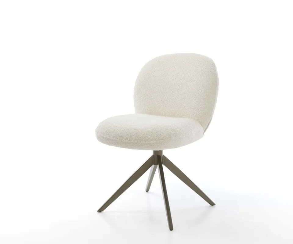 Drehstuhl Nube-Flex Bouclé Weiß Kreuzgestell breit Effektfinish Titan 360° drehbar Wippfunktion Taschenfederkern Heißes Angebot