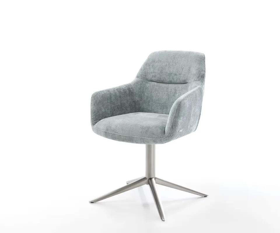 Drehstuhl Pejo-Flex Chenille Pastellblau Fußkreuz Edelstahl 360° drehbar Wippfunktion Taschenfederkern Mega-Angebot