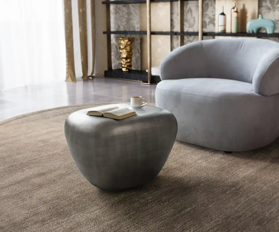 Billig Couchtisch Caramia 65x55 cm Metallic Silber