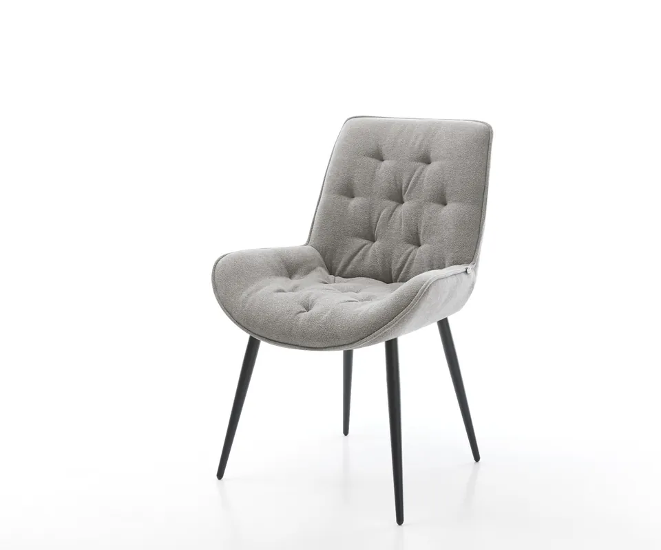 Esszimmerstuhl Taimi-Flex Strukturstoff Soft Grau 4-Fuß konisch Schwarz Saisonangebot