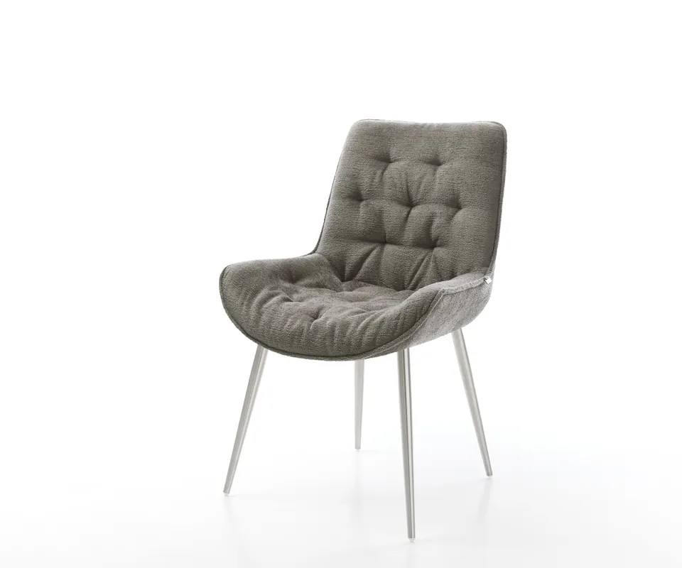 Esszimmerstuhl Taimi-Flex Bouclé Soft Schlamm 4-Fuß konisch Edelstahl Knallerangebot