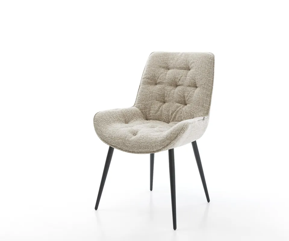Esszimmerstuhl Taimi-Flex Webstoff Soft Beige 4-Fuß konisch Schwarz Neuheit