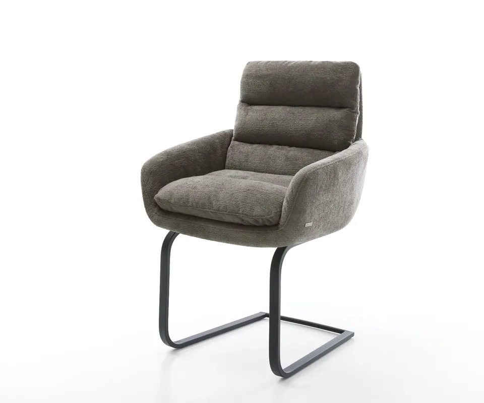 Knallerangebot Freischwinger Abelia-Flex mit Armlehnen Bouclé Soft Schlamm Freischwinger flach Schwarz