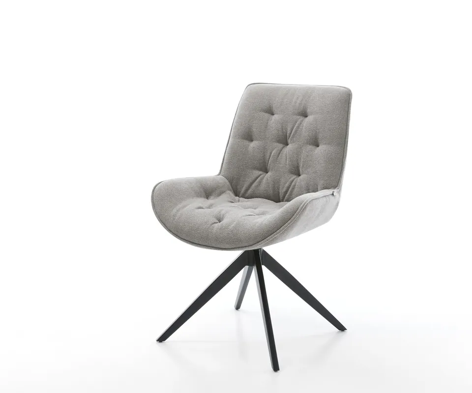 Drehstuhl Taimi-Flex Strukturstoff Soft Grau Kreuzgestell breit Schwarz 360° drehbar Wippfunktion Abverkauf