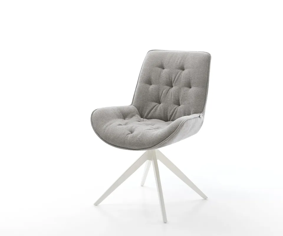 Drehstuhl Taimi-Flex Strukturstoff Soft Grau Kreuzgestell breit Weiß 360° drehbar Wippfunktion Preis Gesenkt