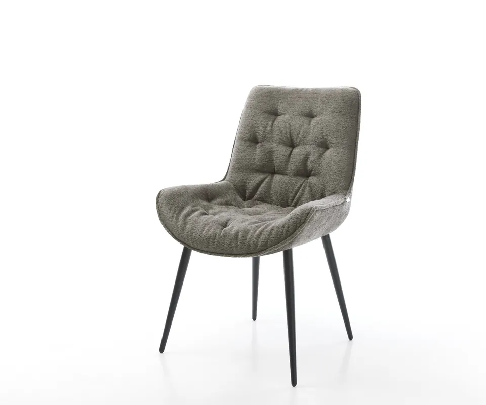 Esszimmerstuhl Taimi-Flex Bouclé Soft Schlamm 4-Fuß konisch Schwarz Markenprodukt