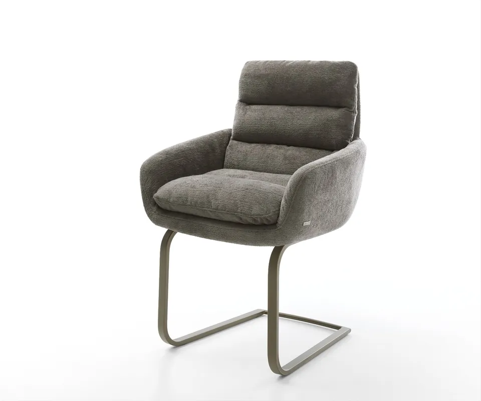 Freischwinger Abelia-Flex mit Armlehnen Bouclé Soft Schlamm Freischwinger flach Effektfinish Titan Rabatt