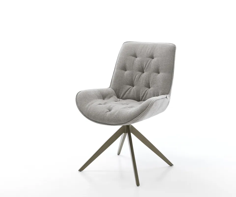 Drehstuhl Taimi-Flex Strukturstoff Soft Grau Kreuzgestell breit Effektfinish Titan 360° drehbar Wippfunktion Heißes Angebot