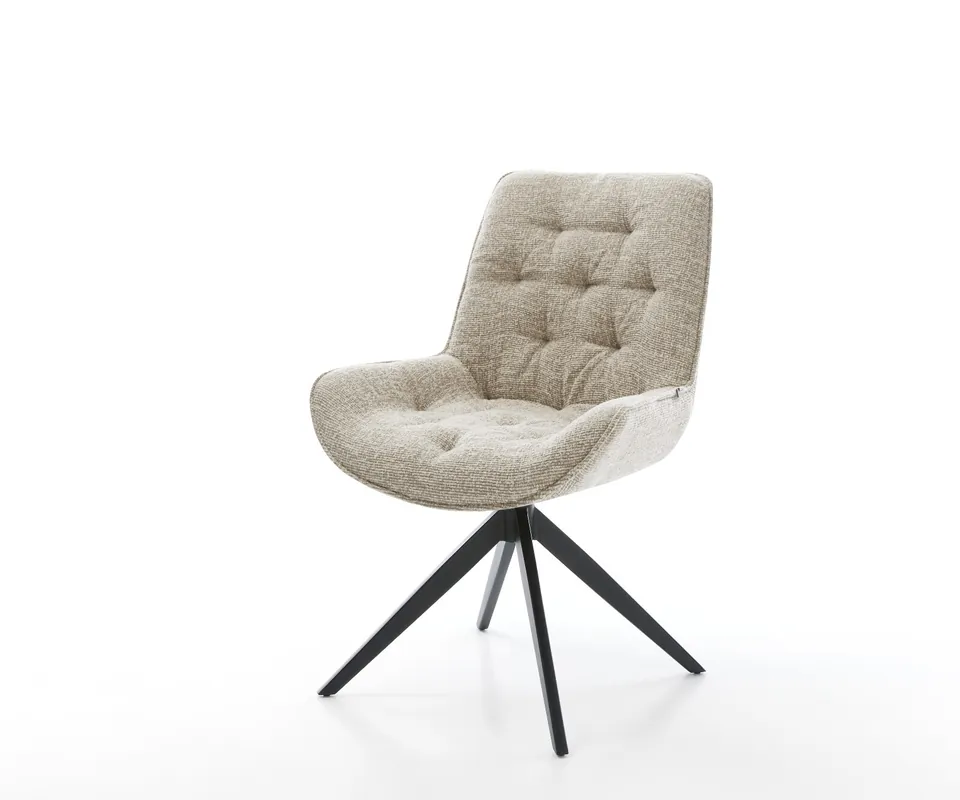 Nur Für Kurze Zeit Drehstuhl Taimi-Flex Webstoff Soft Beige Kreuzgestell breit Schwarz 360° drehbar Wippfunktion