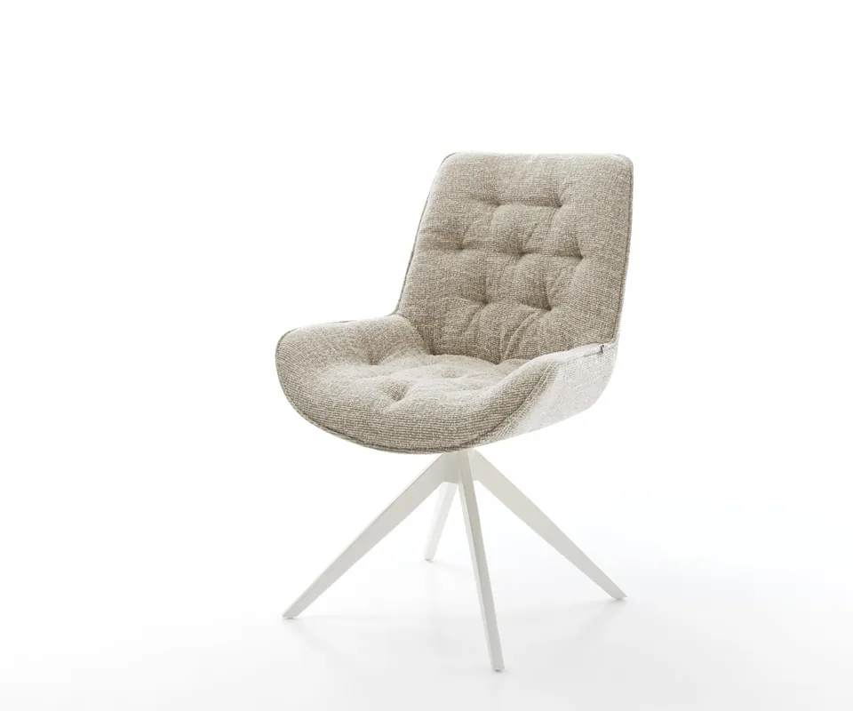 Drehstuhl Taimi-Flex Webstoff Soft Beige Kreuzgestell breit Weiß 360° drehbar Wippfunktion Sofort Bestellen
