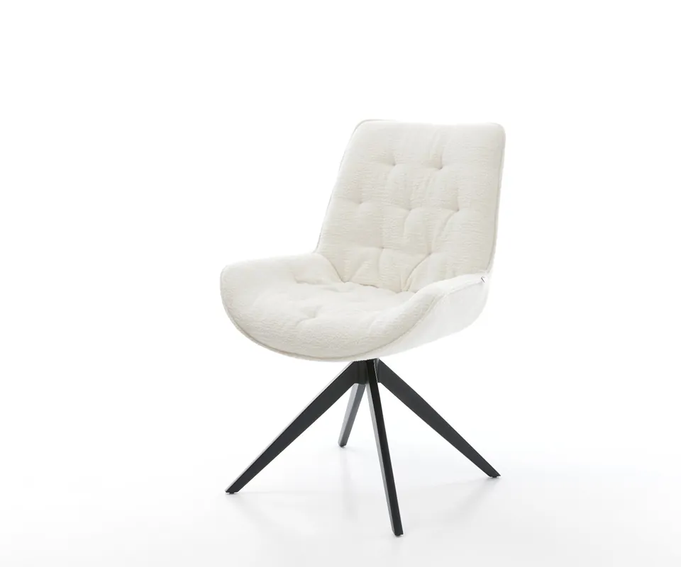 Drehstuhl Taimi-Flex Bouclé Soft Beige Kreuzgestell breit Schwarz 360° drehbar Wippfunktion Preisreduziert