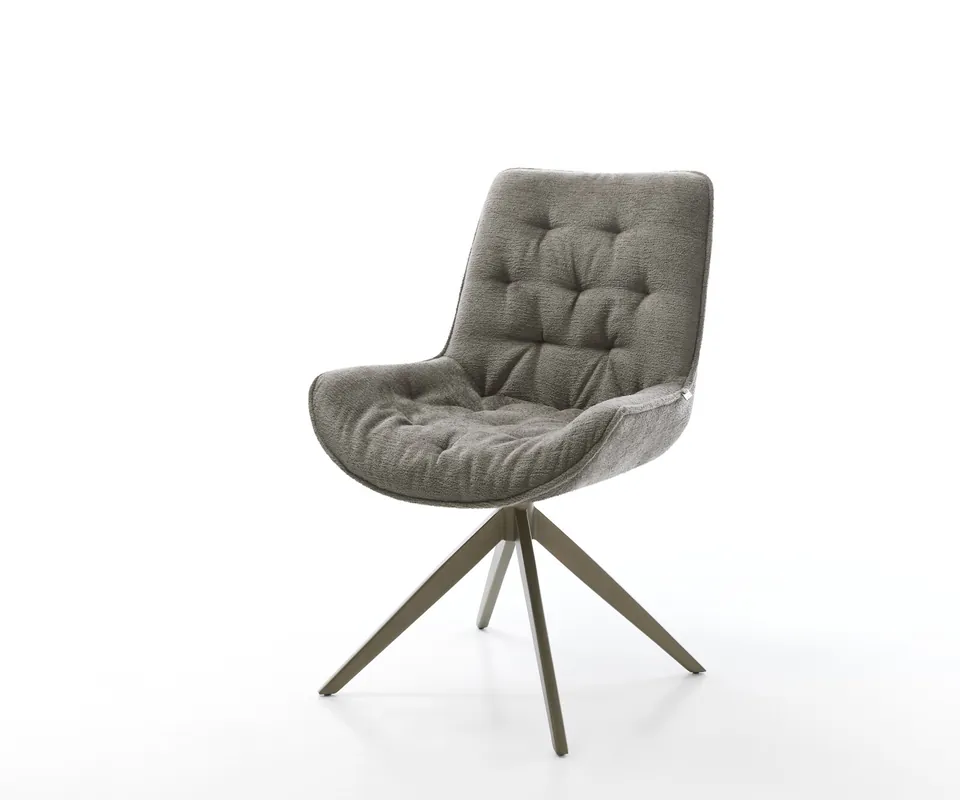Drehstuhl Taimi-Flex Bouclé Soft Schlamm Kreuzgestell breit Effektfinish Titan 360° drehbar Wippfunktion Preis Gesenkt